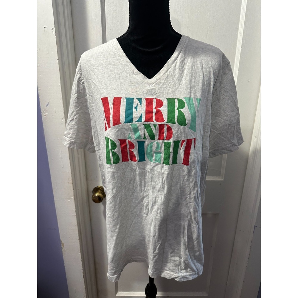 Bella + Canvas Merry and Bright Grey Graphic Short Sleeve in XL